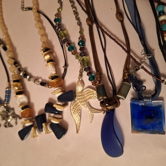 12 Piece Bundle Jewelry Blue Themed Boho Beachy Hippie Necklaces Earrings BEADED - Picture 4 of 9